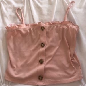 Pink satin cropped top